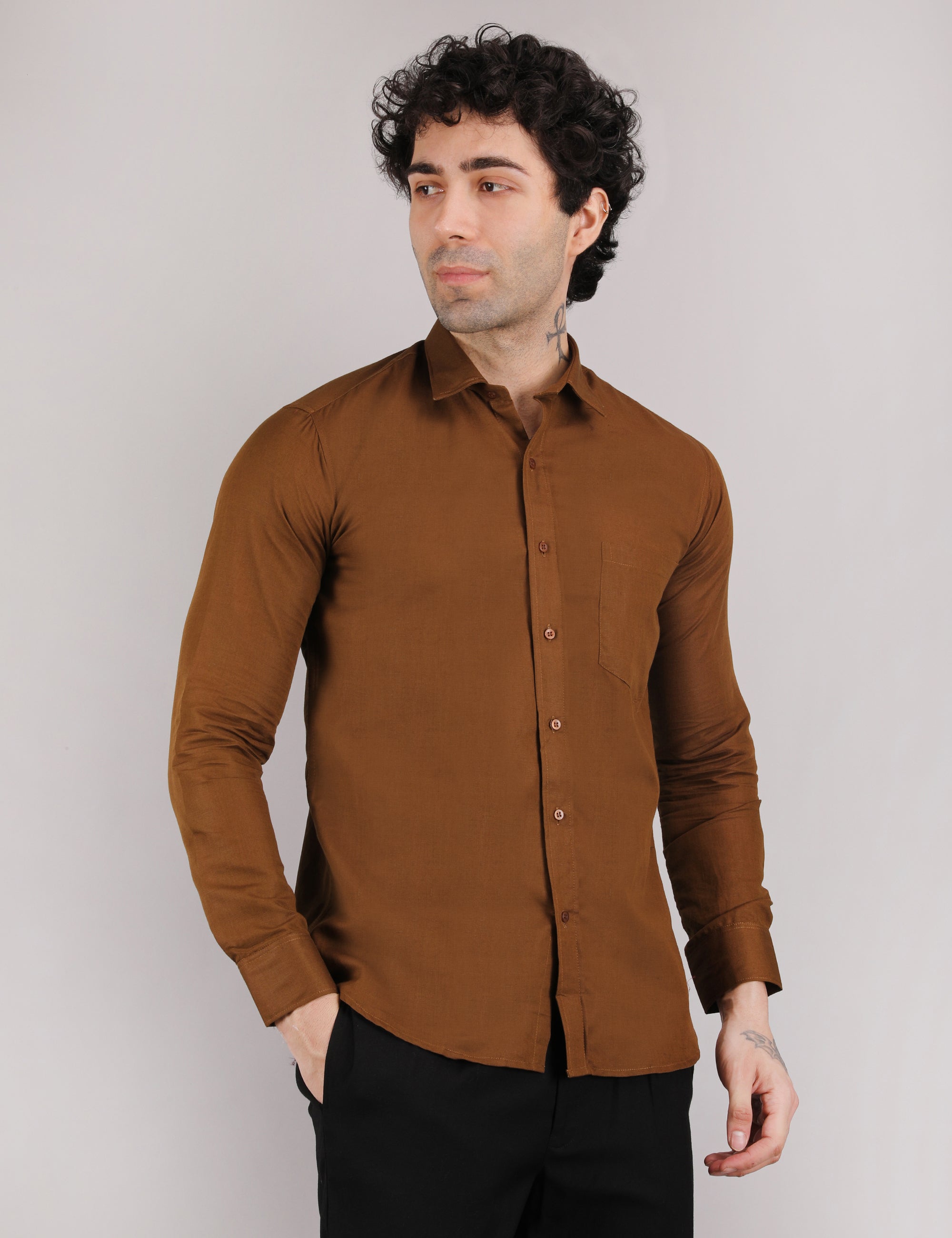 Mens Solid Linen Shirt | Lightweight Breathable Full Sleeve Shirt for Office Casual and Summer Wear